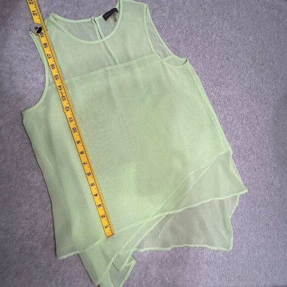 VINCE CAMUTO Top XS Green Chiffon Asymmetrical Sleeveless Sheer Flowy - Picture 5 of 7